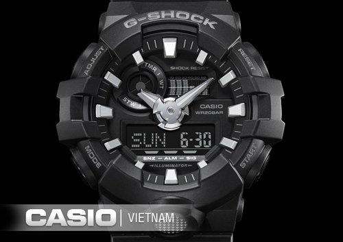Đồng hồ Casio G-Shock GA-700-1BDR màn hình hiển thị 